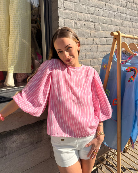 Blouse rose ligné - ELINA