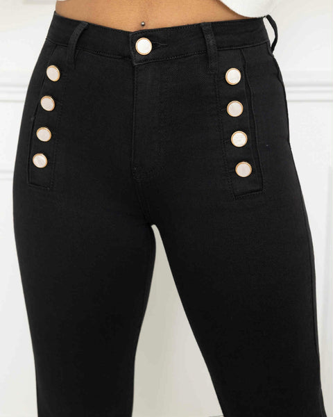 Pantalon boutons - NOIR