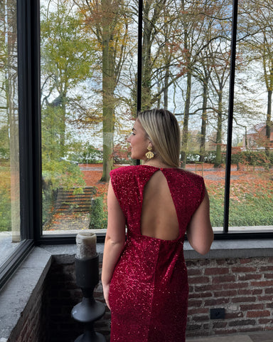 Robe longue dos nu rouge - ESRATI