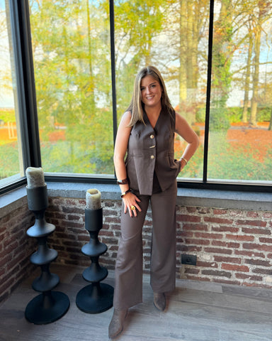 Pantalon chic chocolat - PAULINE