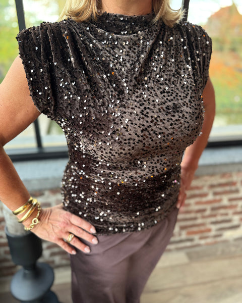 Haut sequins - CHOCOLAT