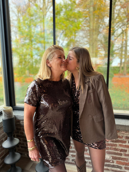 Jupe sequin chocolat - PAULINE